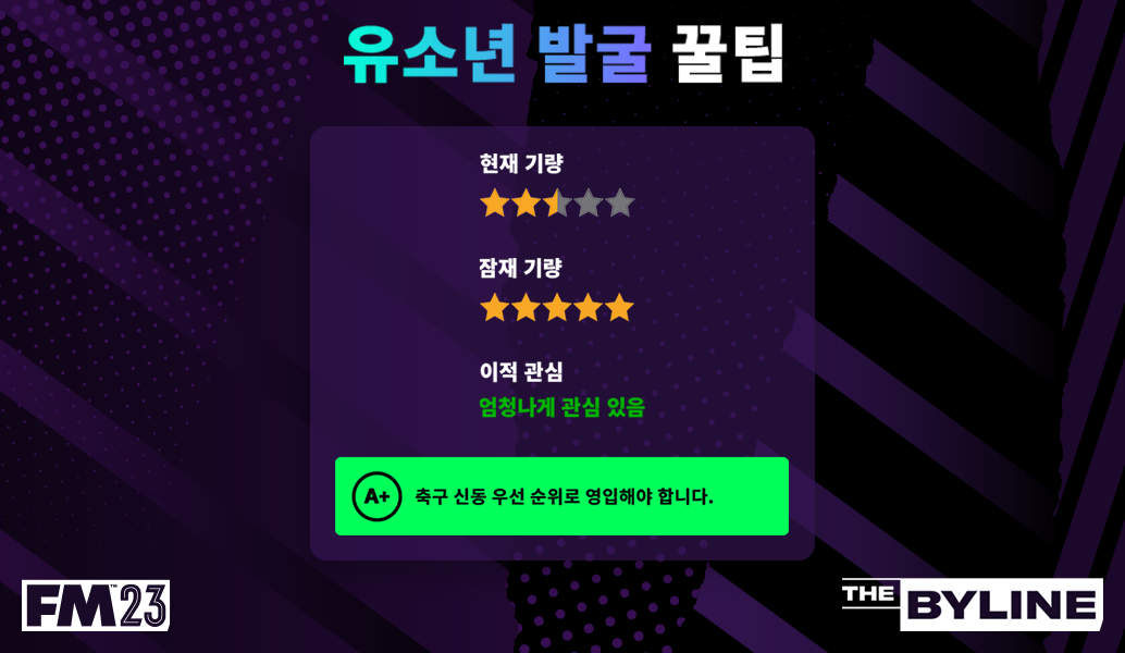 FM 23에서 유소년 선수를 영입하는 팁